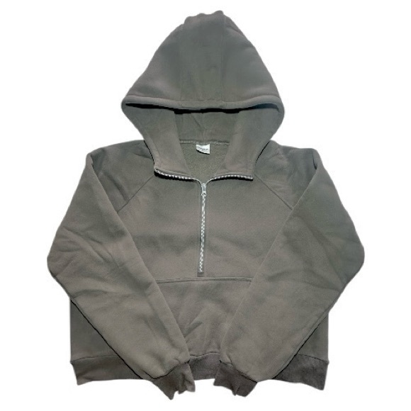 XIEEREDUO | Sweatshirts Half Zip Cropped Pullover Brown Hoodie | Size Large NWOT - Picture 6 of 11